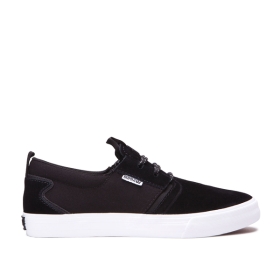 Mens Supra Low Top Shoes FLOW Black/Black/white | AU-39384